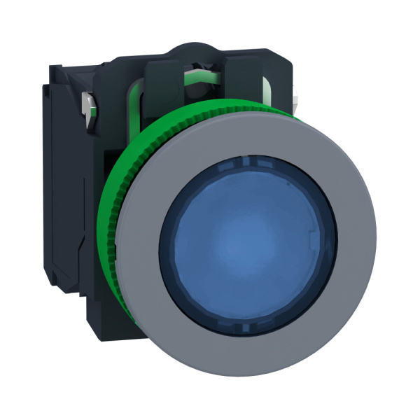XB5FW36B5C0 | Кнопка с подсветкой 24В AC/DC, с возвратом, 1НО+1НЗ, синяя, C0, Schneider Electric
