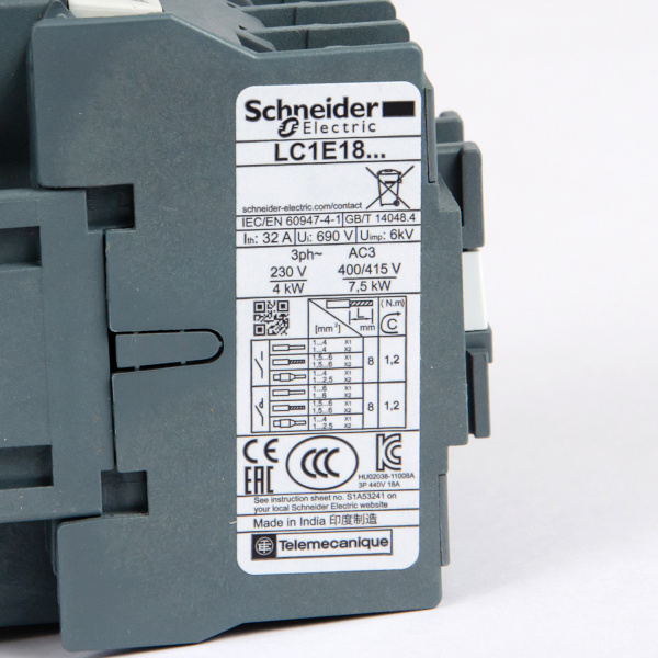LC1E1801M5 | Контактор, серия EasyPact TVS, 3P, 18А, 1НЗ, управление 220В AC, Schneider Electric