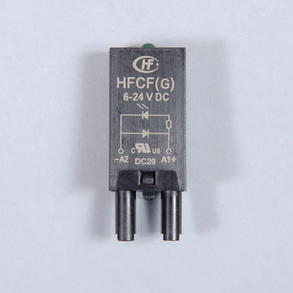 HFCF(G) | Модуль индикации и защиты; зеленый LED + диод (+ A1); 6...24В DC, для розеток 18FF и 14FF, Hongfa