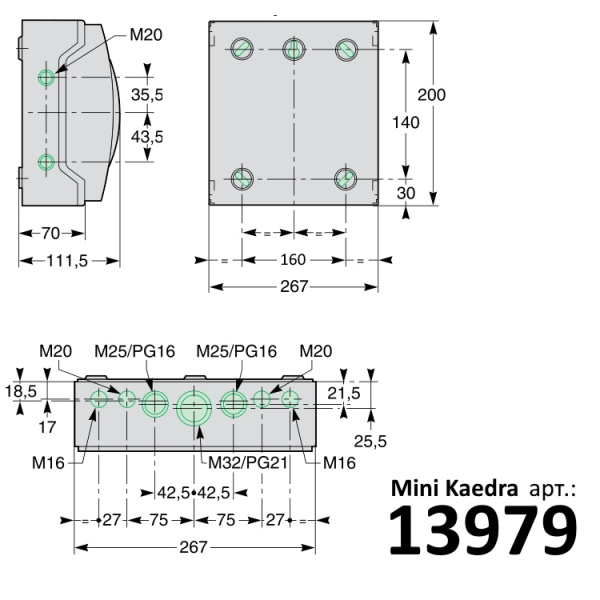 13979 | Щит навесной Mini Kaedra IP65, 12 модулей, 1ряд, Schneider Electric