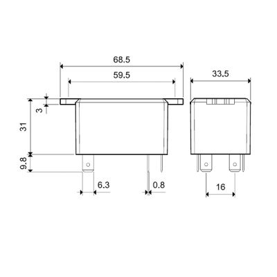 668282300300 | Реле с клеммами в наконечники Faston 250 серии 66.82, управление 230В AC, контакты AgCdO 2NO 30А, Finder