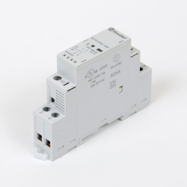 223200241320 | Контактор, 2НО, 25 А, 24В AC/DC, мех.индикатор + LED, AgNi, Finder
