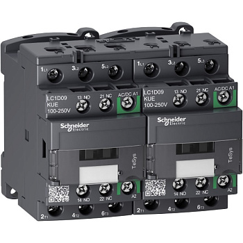 LC2D09EHE | Контактор реверсивный, серия Tesys D Green, 3P, 9 А, AC3, 1 НО +1 НЗ, 48-130В AC/DC, Schneider Electric