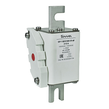 SVF-110B1K1000-315-aR | Предохранитель, 315 А, 1000 В DC / 1000 В AC, aR, ножи под болт, габ 1, монт расст 110 мм, Sinvel 