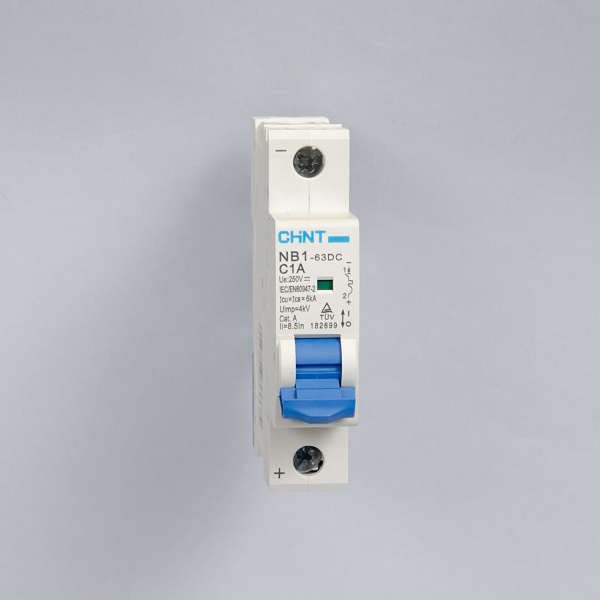 182699 | Автоматический выключатель NB1-63DC 1P 1А 6кА характеристика C 250В DC, Chint