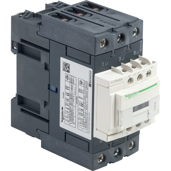LC1D65ABD | Контактор, серия Tesys D, 3P, 65 А, AC3, 1 НО +1 НЗ, 24В DC, Everlink, Schneider Electric