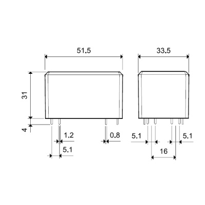 662282301300 | Реле для монтажа на печатную плату серии 66.22, управление 230В AC, контакты AgNi 2NO 30А, Finder