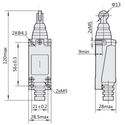 443029 | Выключатель путевой YBLX-ME/8122 с горизонтальным плунжером прямого давления (R), Chint