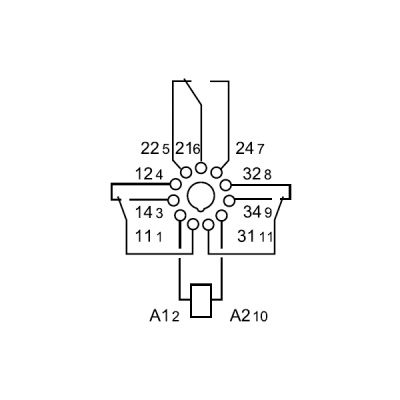 601390242000 | Октальное реле в розетку серии 60.13, управление 24В DC, контакты AgCdO 3CO 10А, Finder