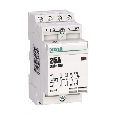 18068DEK | Модульный контактор 3НО+1НЗ 25А 230В МК-103, Dekraft