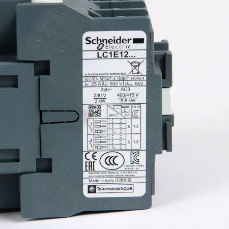 LC1E1210M5 | Контактор, серия EasyPact TVS, 3P, 12А, 1НО, управление 220В AC, Schneider Electric