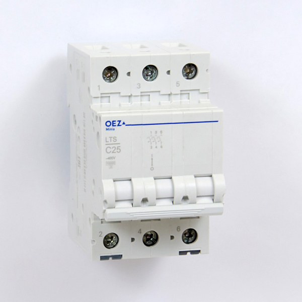 OEZ:42107 | Автоматический выключатель Minia LTS 3п 25А, кривая С, 10кА, OEZ