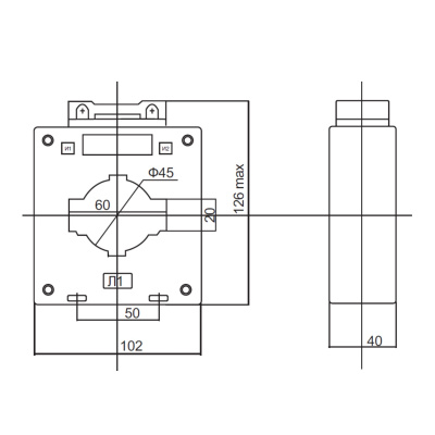 50145DEK | Трансформатор тока ТШП-0,66 0,5 750/5 10ВА, диаметр 60мм, Dekraft