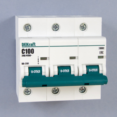 13009DEK | Автоматический выключатель ВА-201 3P 100А C 10кА, Dekraft