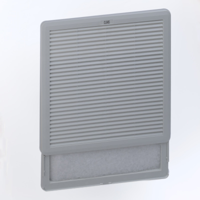 Вентилятор с фильтром 800 м3/ч, 230В AC, Slide 320х320мм, вырез 291x291мм, RAL7035