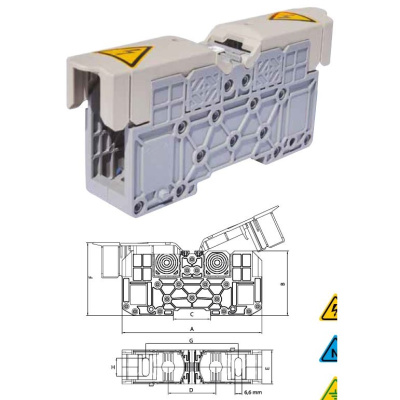 1030095 | Силовой клеммник на DIN-рейку 150 мм², болт M12, зелёный, Onka
