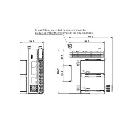 AM521-0808TN | ПЛК AM521 8 входов 8 выходов дискретных NPN, 1x RS485, 1x USB, 2x EtherNET, 1x EtherCAT, 8 сервоосей, 
