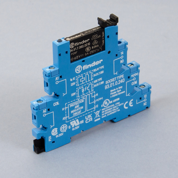 385102400060 | Интерфейсное реле винт. зажим, серия 38, 240В AC/DC, 6A, 1CO, Finder