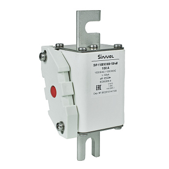 SVF-110B1K1000-100-aR | Предохранитель, 100 А, 1000 В DC / 1000 В AC, aR, ножи под болт, габ 1, монт расст 110 мм, Sinvel 