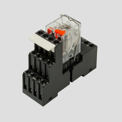 HF18-230AC-4 | Комплект реле: колодка винт;пластиковая клипса;маркер + реле Hongfa 4CO 6A; AgNi; катушка 230B AC