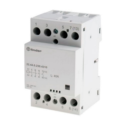 224402304410 | Контактор, 4НЗ, 40 А, 230В AC/DC, мех.индикатор, AgSnO2, Finder