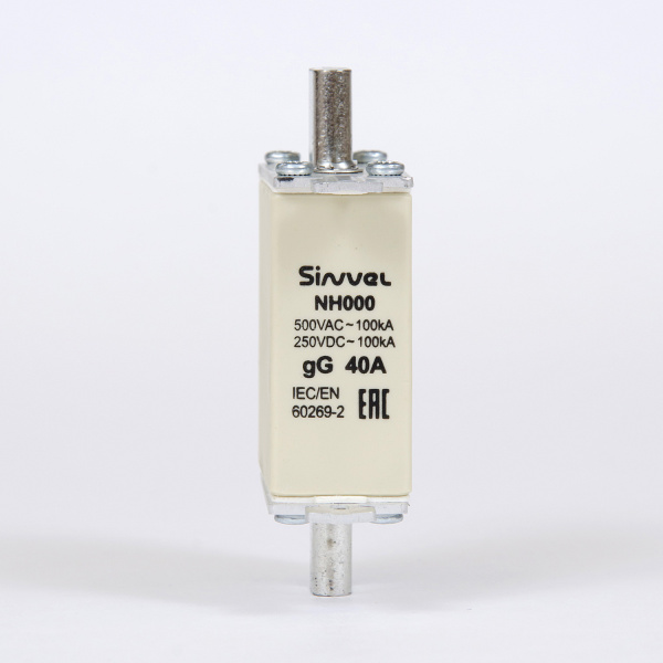 FNH000S-40 | Предохранитель 40 A, габарит 000, gG, 500 B AC/ 250 B DC, боёк, Sinvel 