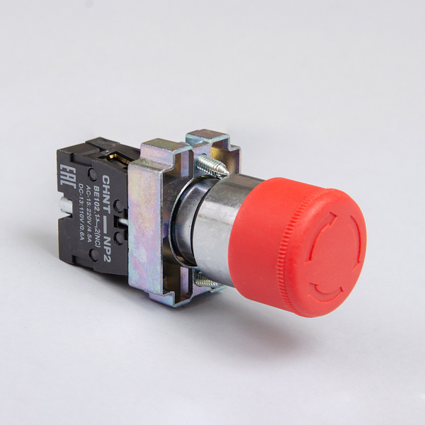 574861 | Кнопка грибок диаметр 30мм, фиксация, возврат поворотом NP2-BS442 красная, 1НЗ, IP40, Chint