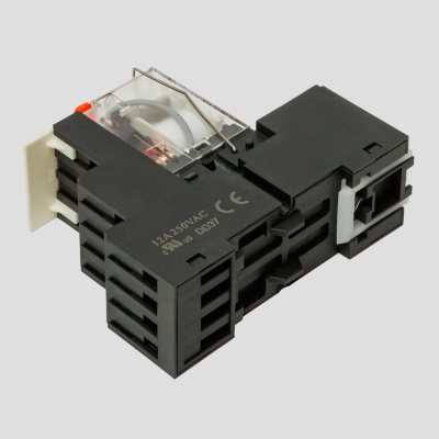 HF18-220AC-2 | Комплект реле: колодка винт;пластиковая клипса;маркер + реле Hongfa 2CO 12A; AgNi; катушка 220B AC