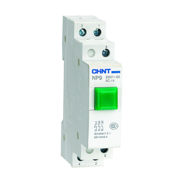 584074 | Кнопка в модульном корпусе NP9-22/1, 2НО+2НЗ, зелёная, Chint