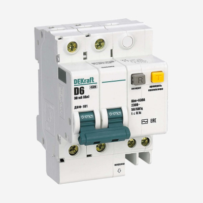 15171DEK | АВДТ 1P+N 50А 30мА AC  характеристика D ДИФ-101 4,5кА, Dekraft