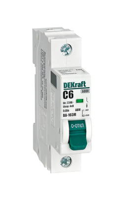 12538DEK | Автоматический выключатель ВА-103М 1P 16А D 6кА без теплозащиты, Dekraft