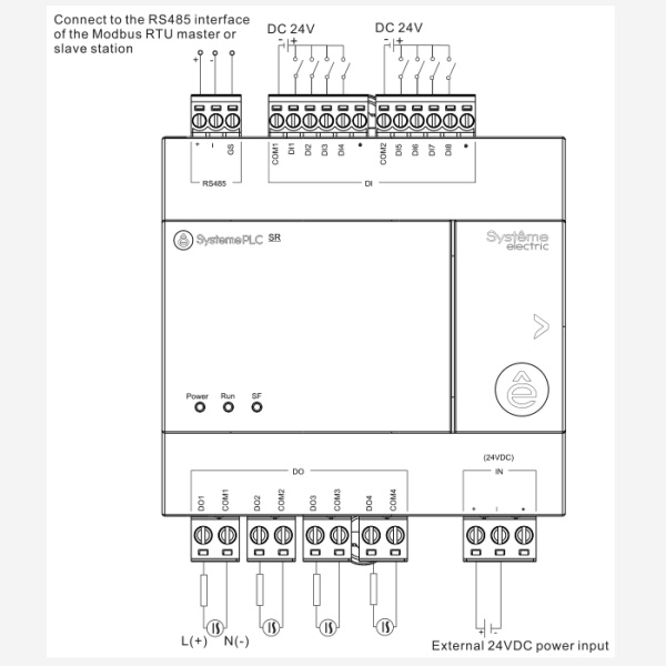 ZR1PB00BD | Интеллектуальное реле SR1; 24 VDC; 12 IO: 8 DI, 4 DO (реле); 1xRS485, Systeme Electric