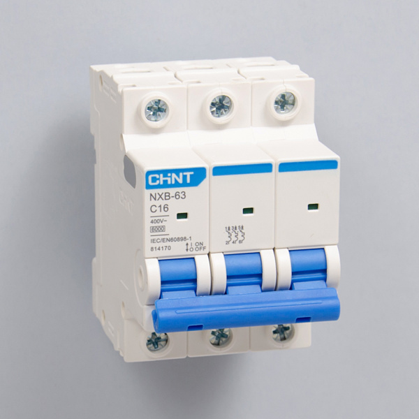 814170 | Автоматический выключатель NXB-63 3P 16А 6кА характеристика C, Chint