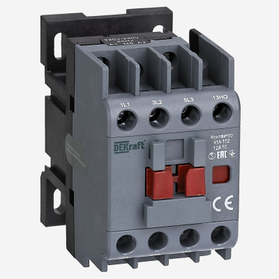 21917DEK | Контактор 18А 380/400В АС3 АС4 1НО+1НЗ КМ-102, Dekraft