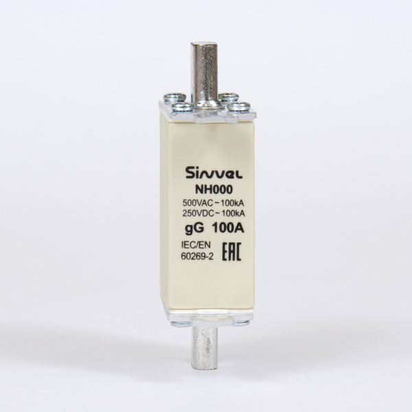 FNH000S-100 | Предохранитель 100 A, габарит 000, gG, 500 B AC/ 250 B DC, боёк, Sinvel 