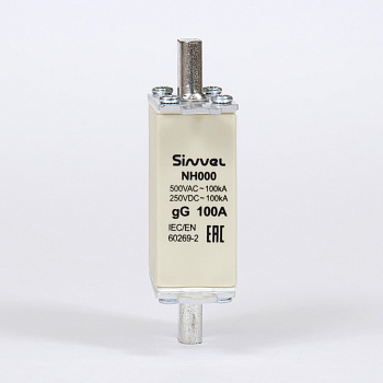 FNH000S-100 | Предохранитель 100 A, габарит 000, gG, 500 B AC/ 250 B DC, боёк, Sinvel 