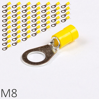 ID GF-M8 50 | Наконечник изолированный 4,0-6,0 кв.мм кольцевой, M8, жёлтый (уп.-50шт.), ID