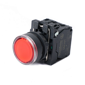 SB5AW34B5 | Кнопка красная, пластик, 24В DC, 1НО+1НЗ, Systeme Electric