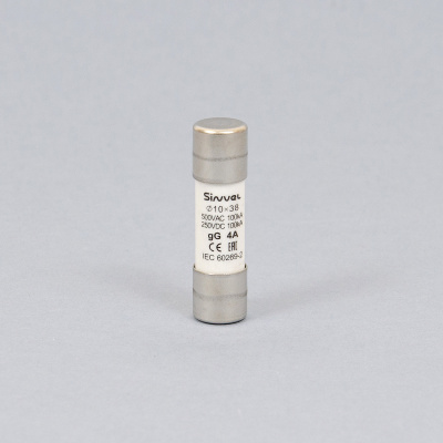 SV1038-4 | Плавкая вставка 4 А, gG, 10х38 мм, 500 В АС/ 250 B DC, Sinvel 