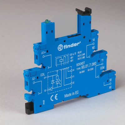 93010125 | Розетка 1P, с пластиковой клипсой и винтовыми клеммами, для реле 34.51, 34.81, Finder