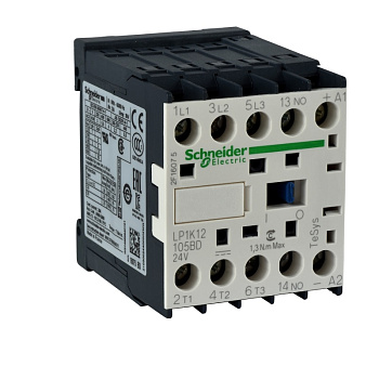 LP1K1201BD | Контактор, серия Tesys K, 3P, 12 А, AC3, 1 НЗ, 24В DC, Под винт, Schneider Electric