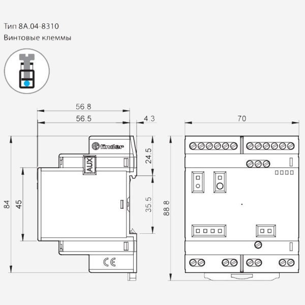8A0490248310 | Программируемое Логическое Реле; версия Plus (RJ45, USB, Modbus RS485); 8 цифровых/аналоговых входов, Finder