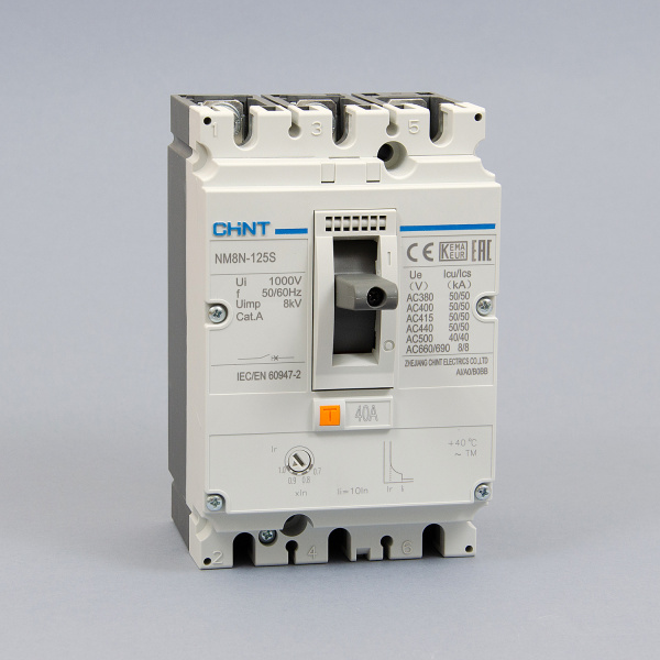 271585 | Автоматический выключатель NM8N-125S TM 3P 40А 50кА с регулируемым термомагнитным расцепителем, Chint
