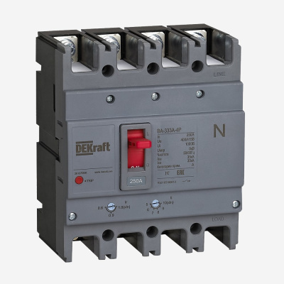 28127DEK | Силовой авт. выключатель 4P 250A 35кА ВА-333А, Dekraft