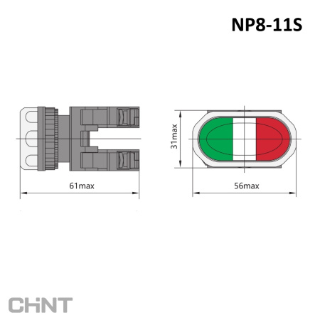 667178 | Двойная кнопка NP8-11S 1НО+1НЗ, IP65, Chint