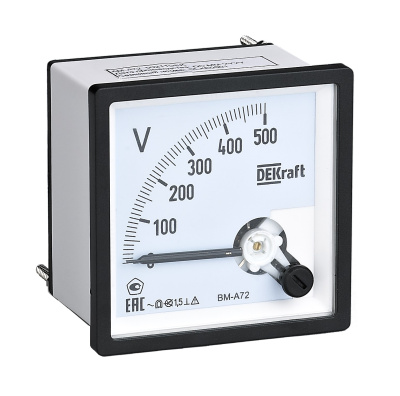 50244DEK | Вольтметр аналоговый шкала 600В AC 72х72мм КТ 1,5, Dekraft