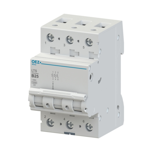  | Автоматический выключатель Minia LTS 3п 6А, кривая B, 10кА, OEZ