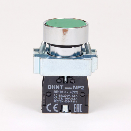 573956 | Кнопка NP2-BA31, зелёная, металл, 1НО, IP40, Chint