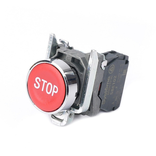 SB4BA4342 | Кнопка красная, металл, 1НЗ, маркировка "STOP", Systeme Electric