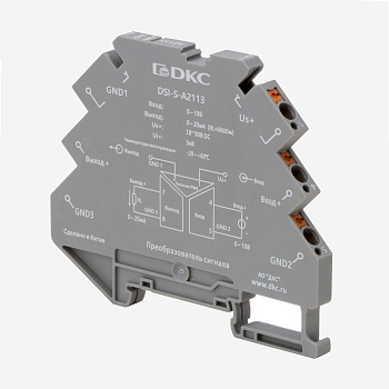 dkcDSI-S-A2113 | Преобразователь сигнала DSI-S, 6,2 мм 1 вход 0…10 В, 1 выход 0…20 мА, DKC